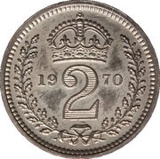 2 Pence - Elizabeth II Maundy pre-decimal; 2nd issue, United Kingdom, 1954-1970 reverse image