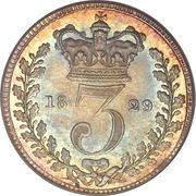 3 Pence - George IIII Maundy issues, United Kingdom, 1822-1830 reverse image