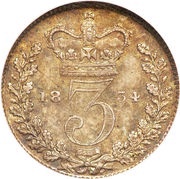 3 Pence - William IV Maundy and Colonial issues, United Kingdom, 1831-1837 reverse image