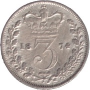 3 Pence - Victoria 1st portrait; incl. Maundy and Colonial, United Kingdom, 1838-1887 reverse image
