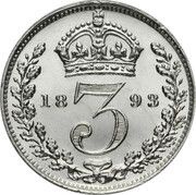 3 Pence - Victoria 3rd portrait; incl. Maundy, United Kingdom, 1893-1901 reverse image
