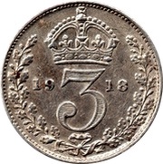 3 Pence - George V 1st issue; incl. Maundy, United Kingdom, 1911-1920 reverse image