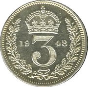 3 Pence - George VI 2nd Maundy issue, United Kingdom, 1947-1948 reverse image