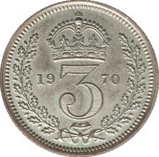 3 Pence - Elizabeth II Maundy pre-decimal; 2nd issue, United Kingdom, 1954-1970 reverse image
