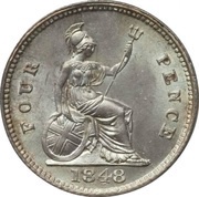4 Pence - Victoria 1st portrait, United Kingdom, 1837-1862 reverse image