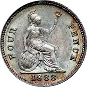 4 Pence - Victoria 2nd portrait; Colonial issue, United Kingdom, 1888 reverse image