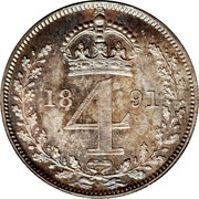4 Pence - Victoria 2nd portrait; Maundy issues, United Kingdom, 1888-1892 reverse image