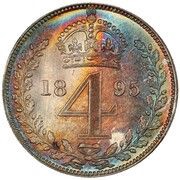 4 Pence - Victoria 3rd portrait; Maundy issues, United Kingdom, 1893-1901 reverse image