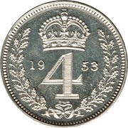 4 Pence - Elizabeth II Maundy pre-decimal; 1st issue, United Kingdom, 1953 reverse image