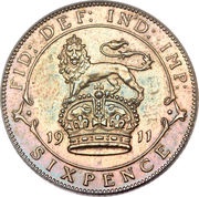 6 Pence - George V 1st coinage, United Kingdom, 1911-1920 reverse image