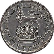 6 Pence - George V 2nd coinage, United Kingdom, 1920-1926 reverse image