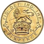 6 Pence - George V 2nd coinage; Pattern, United Kingdom, 1924 reverse image