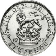 6 Pence - George V 3rd coinage; Modified Effigy, United Kingdom, 1926-1927 reverse image