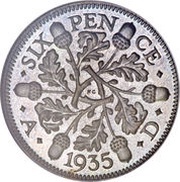 6 Pence - George V 4th coinage, United Kingdom, 1927-1936 reverse image