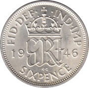 6 Pence - George VI 1st coinage, United Kingdom, 1937-1946 reverse image