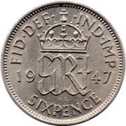 6 Pence - George VI 2nd coinage, United Kingdom, 1947-1948 reverse image