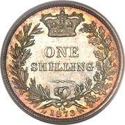 1 Shilling - Victoria 1st portrait; 'Young Head', United Kingdom, 1838-1887 reverse image