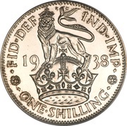 1 Shilling - George VI English crest; with 'IND:IMP', United Kingdom, 1937-1946 reverse image