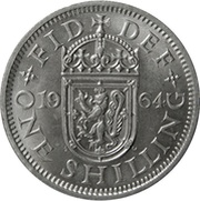 1 Shilling - Elizabeth II Scottish shield; no 'BRITT:OMN', United Kingdom, 1954-1970 reverse image
