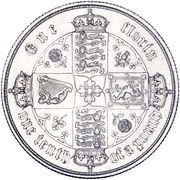 1 Florin - Victoria 1st portrait; 'Gothic' type, United Kingdom, 1851-1887 reverse image