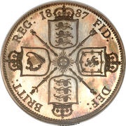 1 Florin - Victoria 2nd portrait, United Kingdom, 1887-1892 reverse image