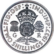 2 Shillings - George VI with 'IND:IMP', United Kingdom, 1937-1946 reverse image