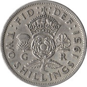 2 Shillings - George VI without 'IND:IMP', United Kingdom, 1949-1951 reverse image