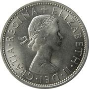 2 Shillings - Elizabeth II 1st portrait; no 'BRITT:OMN' obverse image