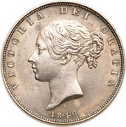 ½ Crown - Victoria 1st portrait; 1st type obverse image