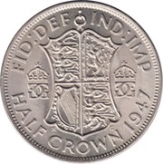 ½ Crown - George VI 2nd type; with 'IND:IMP', United Kingdom, 1947-1948 reverse image
