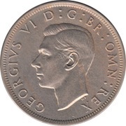 ½ Crown - George VI 3rd type; no 'IND:IMP' obverse image