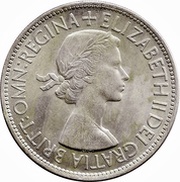 ½ Crown - Elizabeth II 1st portrait; with 'BRITT:OMN' obverse image