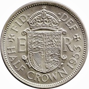 ½ Crown - Elizabeth II 1st portrait; with 'BRITT:OMN', United Kingdom, 1953 reverse image