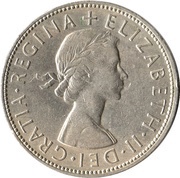 ½ Crown - Elizabeth II 1st portrait; no 'BRITT:OMN' obverse image