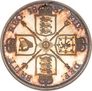 2 Florins - Victoria 2nd portrait; 'Double Florin', United Kingdom, 1887-1890 reverse image