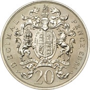 20 Decimal Pence Uniface Pattern obverse image
