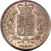 1 Crown - Victoria 1st portrait, United Kingdom, 1839-1847 reverse image