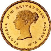 ¼ Sovereign - Victoria Young head; Pattern obverse image