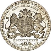 1 Crown - Victoria Spink and Son Pattern, United Kingdom, 1887 reverse image