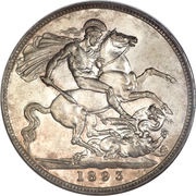 1 Crown - Victoria 3rd portrait, United Kingdom, 1893-1900 reverse image