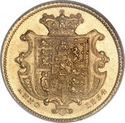 ½ Sovereign - William IV small type, United Kingdom, 1831-1834 reverse image