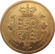 ½ Sovereign - William IV large type, United Kingdom, 1835-1837 reverse image
