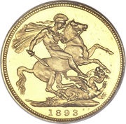 ½ Sovereign - Victoria 3rd portrait, United Kingdom, 1893-1901 reverse image