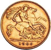 ½ Sovereign - Edward VII, United Kingdom, 1902-1910 reverse image