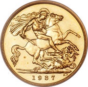 ½ Sovereign - George VI, United Kingdom, 1937 reverse image