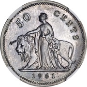 50 Cents - Elizabeth II Decimal Pattern, United Kingdom, 1961 reverse image