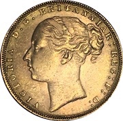 1 Sovereign - Victoria 1st portrait; St George obverse image