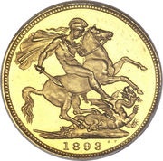 1 Sovereign - Victoria 3rd portrait, United Kingdom, 1893-1901 reverse image