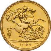 1 Sovereign - Edward VIII Pattern, United Kingdom, 1937 reverse image