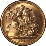 1 Sovereign - Elizabeth II 1st portrait, United Kingdom, 1957-1968 reverse image